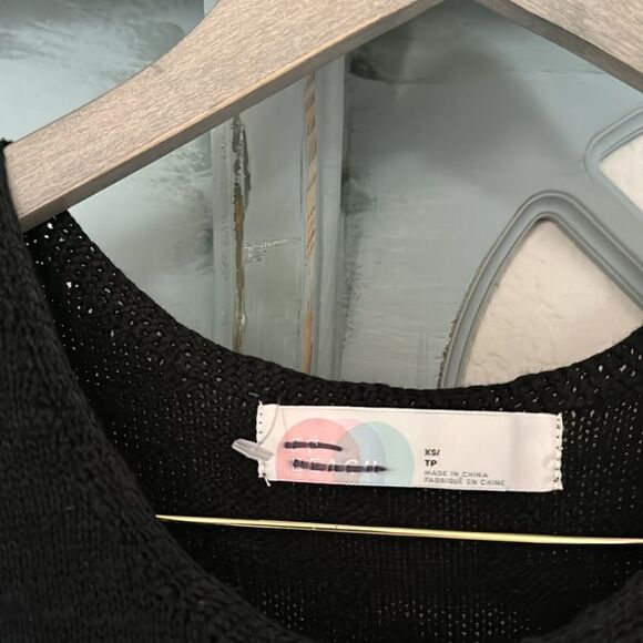 NWOT Free People Nina Sweater Mini Dress Black Beach XS Sleeveless Crew Flowing - Picture 5 of 11